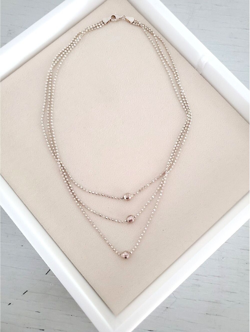 Vintage Milor Sterling Silver Beaded Triple Strand Necklace